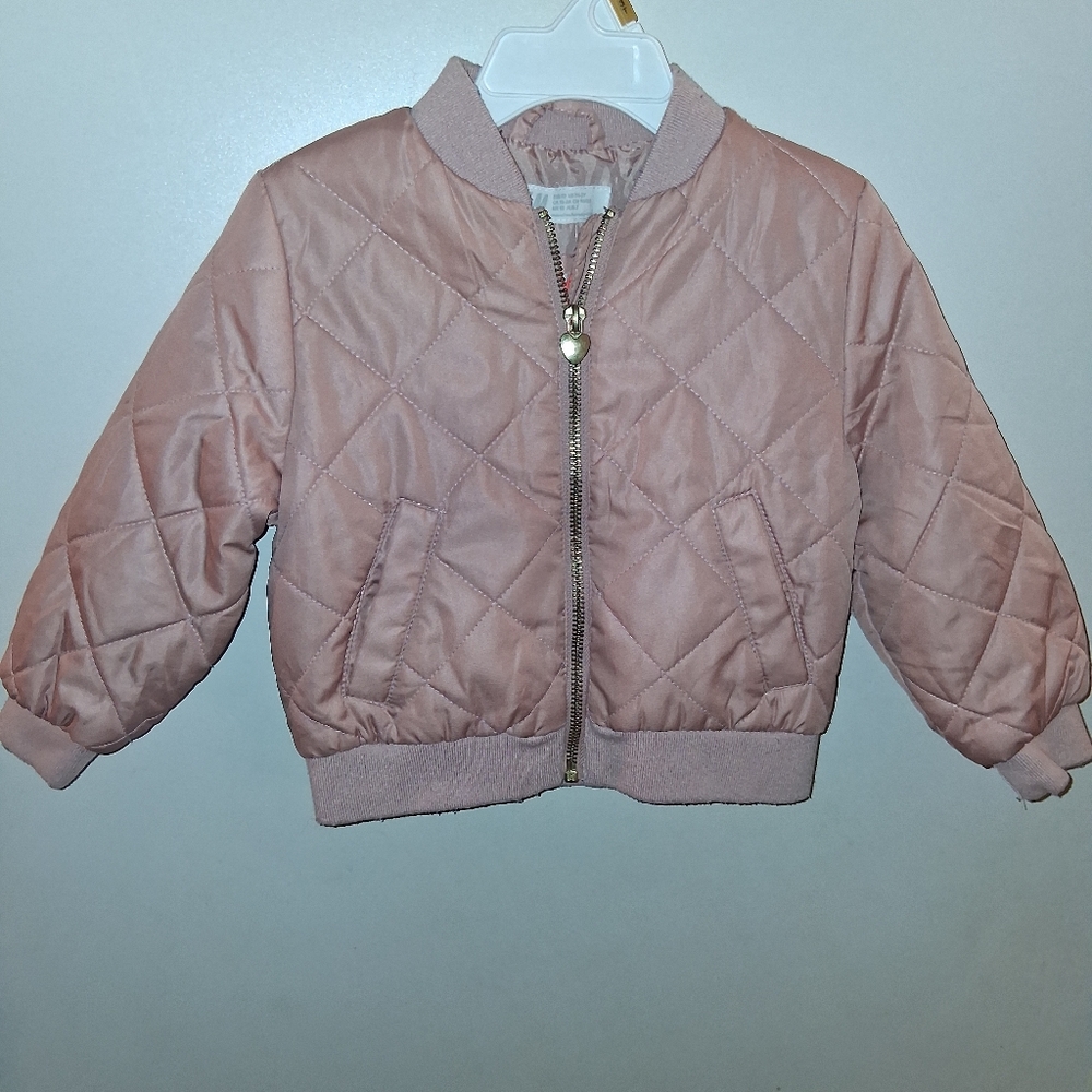 H&M Light Pink Quilted Kids Puffer Jacket